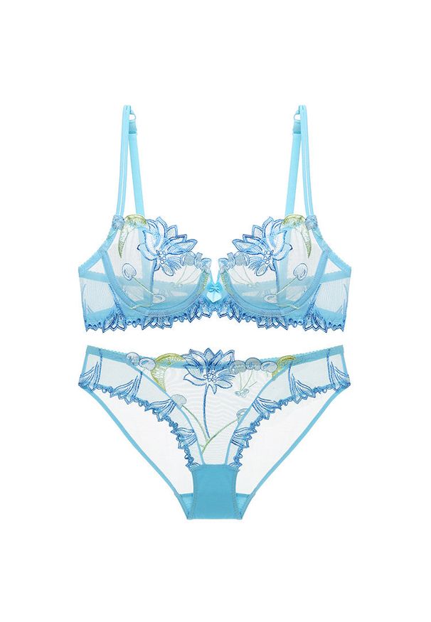 Intica - Komplet bielizny z koronką na specjalne okazje Mallaurie. Kolor: niebieski. Materiał: koronka. Wzór: koronka