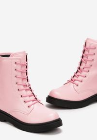 Born2be - Różowe Botki Workery Sznurowane Dorissen. Okazja: na imprezę, na co dzień, na spacer. Kolor: różowy. Materiał: jeans. Styl: casual, elegancki
