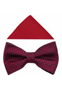 Modini - Ciemnoczerwona/bordowa muszka męska w geometryczny wzór A373. Kolor: czerwony. Materiał: bawełna, poliester, tkanina. Wzór: geometria. Styl: elegancki #1