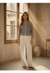 Sinsay - Kardigan z kontrastową lamówką - szary. Kolor: szary #1