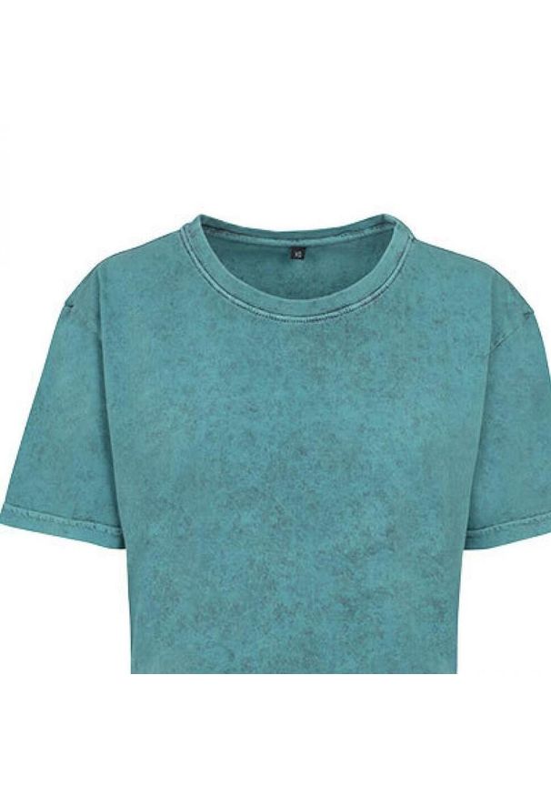 BUILD YOUR BRAND - Koszulka Damska Acid Wash Crop T-shirt. Kolor: niebieski