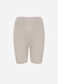 Renee - Beżowe Elastyczne Szorty Biker High Waist Diovien. Okazja: na co dzień. Stan: podwyższony. Kolor: beżowy. Materiał: prążkowany. Długość: krótkie. Styl: casual #5