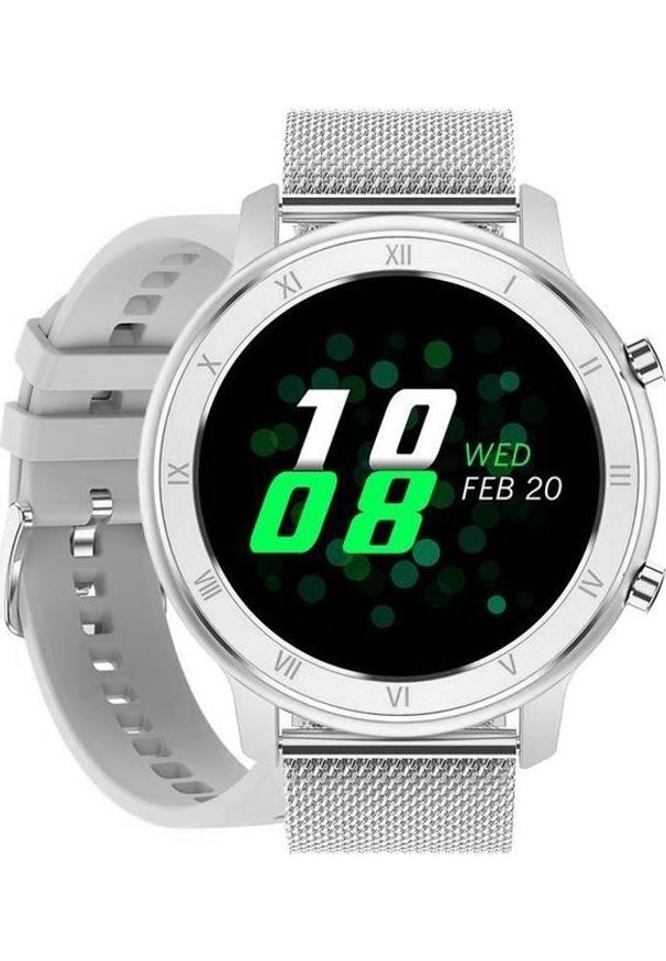 Smartwatch Pacific 17-1 Srebrny (PACIFIC 17 SIATKA SREBRNA / BIAŁY). Rodzaj zegarka: smartwatch. Kolor: wielokolorowy, srebrny, biały