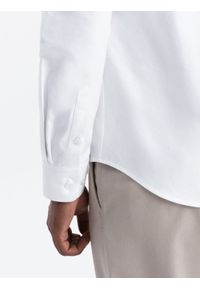 Ombre Clothing - Koszula męska z tkaniny w stylu Oxford REGULAR - biała V1 OM-SHOS-0114 - XXL. Kolor: biały. Materiał: tkanina #4