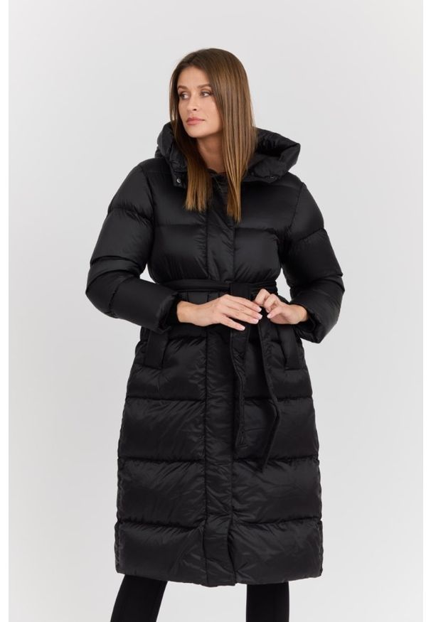 Hetrego - HETREGO Czarny damski puchowy płaszcz Karen Woman Quilted Coat, Rozmiar 40 EU - 44 IT. Kolor: beżowy. Materiał: puch. Długość rękawa: długi rękaw. Długość: długie. Styl: elegancki