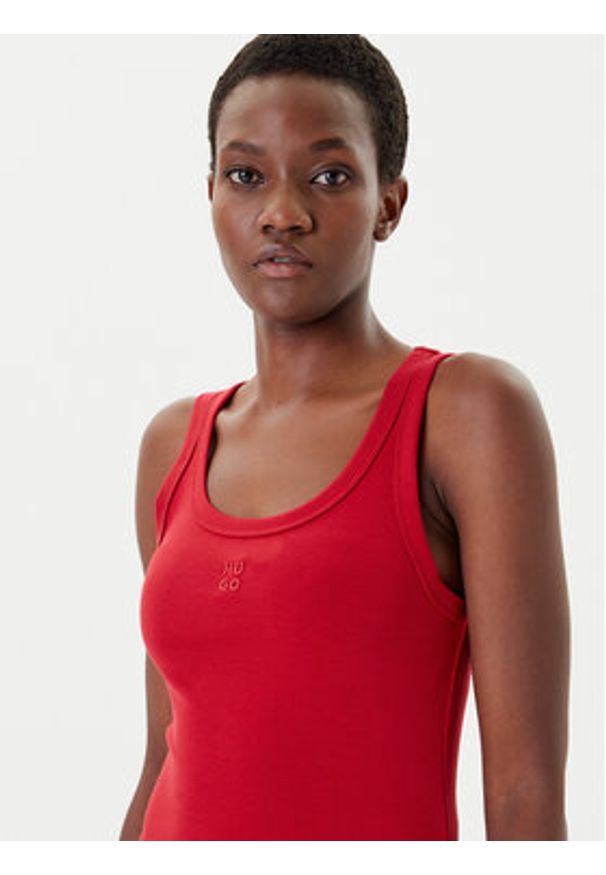 Hugo - HUGO Top Datamia 50514489 Czerwony Slim Fit. Kolor: czerwony. Materiał: bawełna