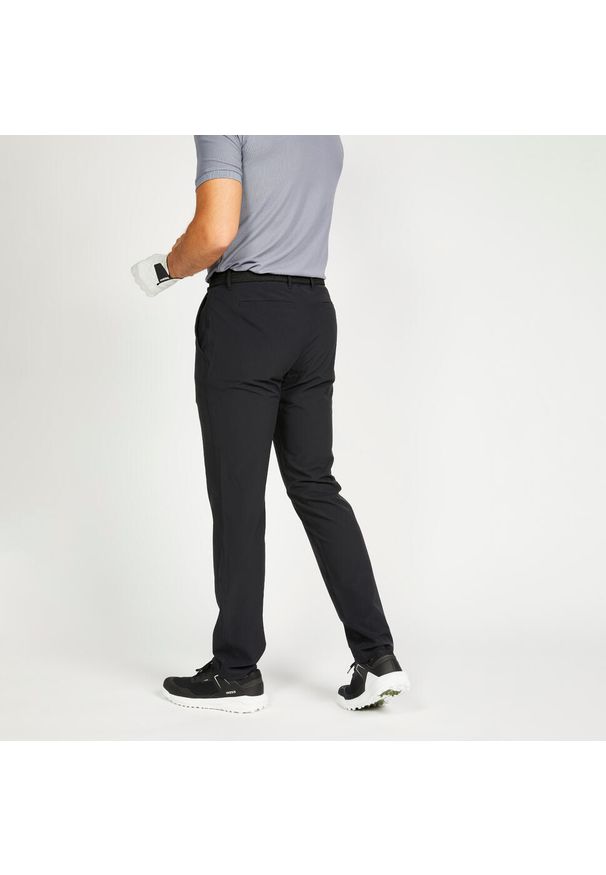 INESIS - Spodnie do golfa chino męskie Inesis WW500. Kolor: czarny. Materiał: skóra, poliester, materiał, elastan. Sport: golf