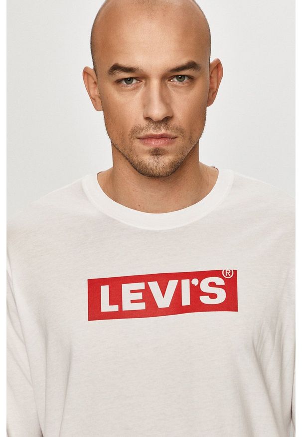 Levi's® - Levi's - Longsleeve. Okazja: na co dzień, na spotkanie biznesowe. Kolor: biały. Długość rękawa: długi rękaw. Wzór: nadruk. Styl: biznesowy, casual
