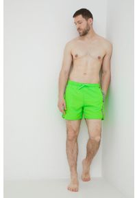 EA7 Emporio Armani szorty kąpielowe kolor zielony. Kolor: zielony. Materiał: tkanina. Wzór: nadruk