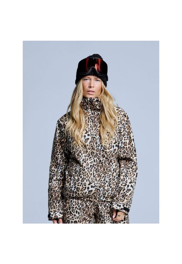 POEDERBAAS - Kurtka narciarska damska - Arty - Ocieplana 2L - Panterkę. Kolor: brązowy. Materiał: materiał. Wzór: motyw zwierzęcy. Sezon: zima. Sport: narciarstwo