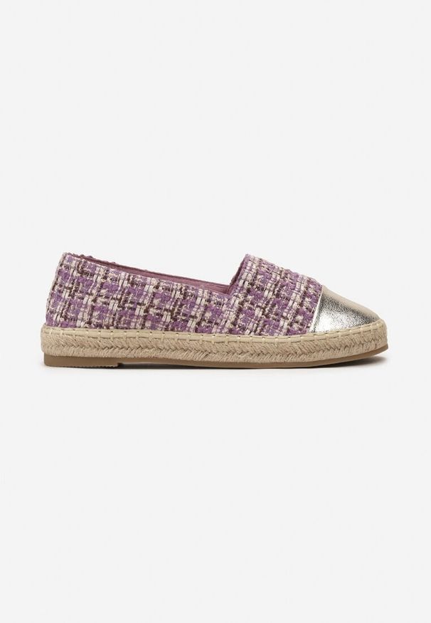 Born2be - Fioletowe Espadryle z Tweedową Cholewką i Plecioną Podeszwą Erodiana. Kolor: fioletowy. Szerokość cholewki: normalna. Sezon: lato
