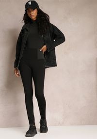 Renee - Czarne Legginsy High Waist z Szeroką Gumką w Talii Renume. Okazja: na co dzień. Stan: podwyższony. Kolor: czarny. Długość: do kostek. Styl: elegancki, casual #4