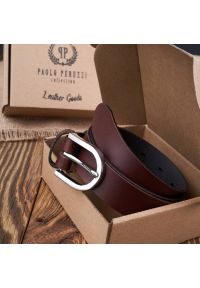 Pasek damski brązowy 90 cm PAOLO PERUZZI PG-01-BRS-90. Kolor: brązowy. Materiał: skóra #1