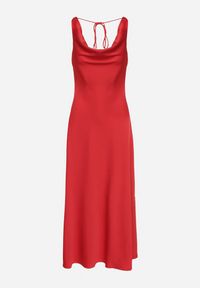 Born2be - Czerwona Sukienka Vices z Ozdobnym Tyłem i Wiązaniem Zimea. Okazja: na wesele, na randkę, na ślub cywilny, na imprezę. Kolor: czerwony. Styl: klasyczny #2