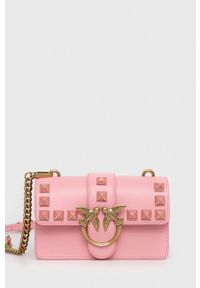 Pinko torebka skórzana kolor różowy. Kolor: różowy. Materiał: skórzane
