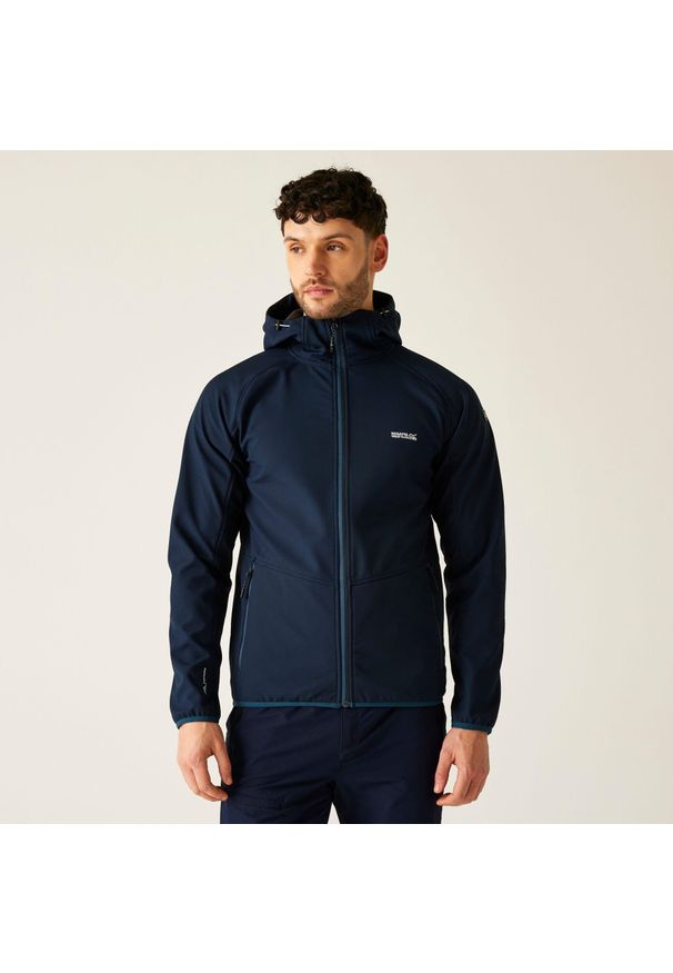 Regatta - Arec III Męski wodoodporny softshell na wędrówki. Kolor: niebieski. Materiał: softshell. Sport: turystyka piesza