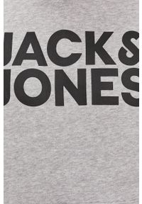 Jack & Jones Bluza męska kolor szary z kapturem z nadrukiem. Okazja: na co dzień. Typ kołnierza: kaptur. Kolor: szary. Materiał: bawełna, dzianina. Wzór: nadruk. Styl: casual #2