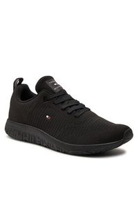 TOMMY HILFIGER - Tommy Hilfiger Sneakersy Corporate Knit Rib Runner FM0FM02838 Czarny. Kolor: czarny. Materiał: materiał