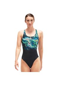 Strój Kąpielowy Speedo Digital Powerback – Czarno/Zielono/Niebieski – Rozmiar 42. Kolor: czarny, niebieski, wielokolorowy