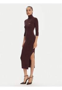 Elisabetta Franchi Sukienka dzianinowa AM-23B-56E2-V390 Bordowy Slim Fit. Kolor: czerwony. Materiał: lyocell