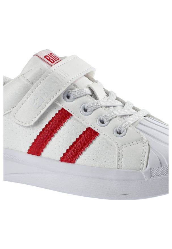 Big-Star - Białe Trampki Big Star Dziecięce Modne Buty. Zapięcie: rzepy. Kolor: czerwony. Materiał: skóra ekologiczna. Szerokość cholewki: normalna. Styl: sportowy