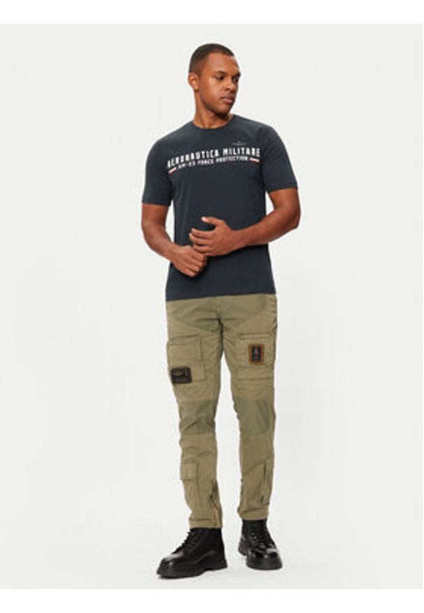 Aeronautica Militare T-Shirt 242TS1942J538 Granatowy Regular Fit. Kolor: niebieski. Materiał: bawełna