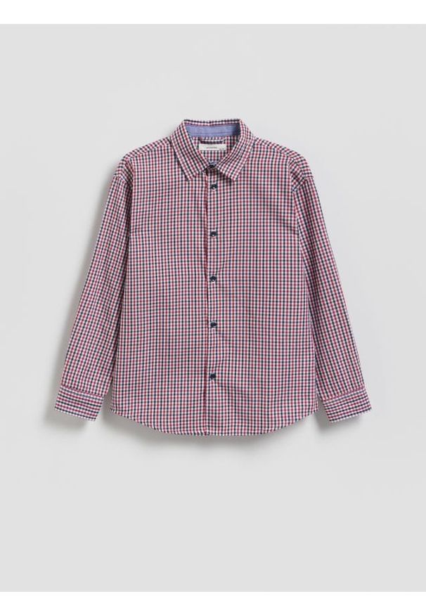 Reserved - Koszula w drobną kratę - czerwony. Kolor: czerwony. Materiał: tkanina, bawełna