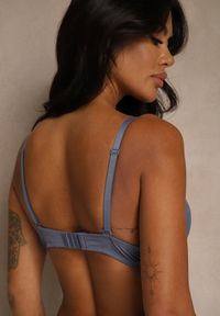 Renee - Granatowy Gładki Biustonosz o Klasycznym Fasonie Arriethia. Kolor: niebieski. Wzór: gładki #7