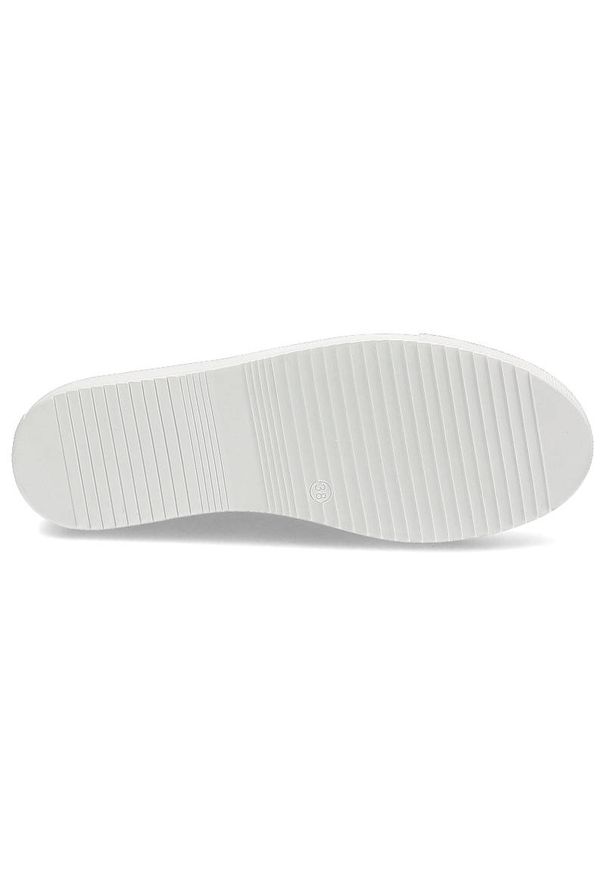 Białe Sneakersy Armodo Skórzane Wygodne Buty Damskie. Kolor: biały. Materiał: skóra. Szerokość cholewki: normalna. Wzór: aplikacja. Styl: sportowy
