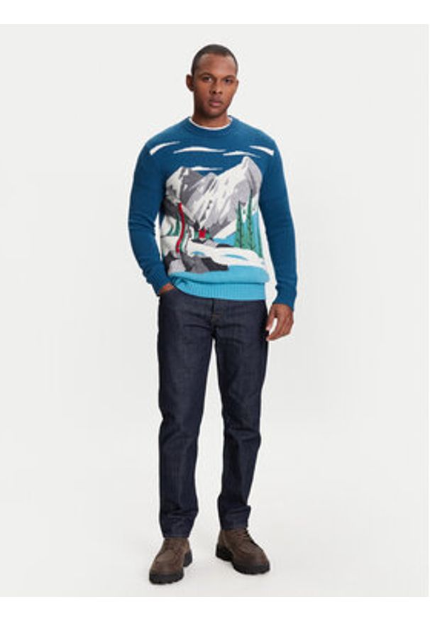 United Colors of Benetton - United Colors Of Benetton Sweter 1244K108S Granatowy Regular Fit. Kolor: niebieski. Materiał: wełna
