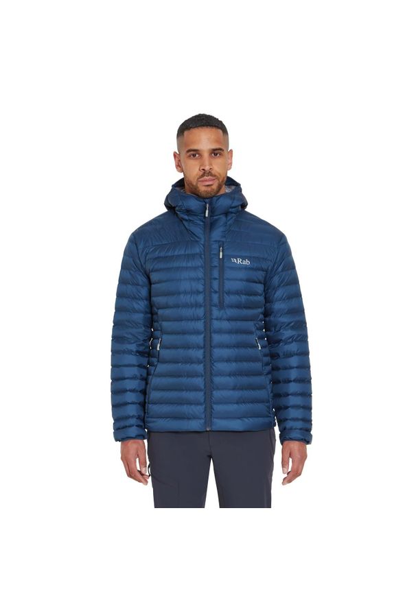 Kurtka puchowa męska Rab Microlight Alpine Jacket z kapturem. Typ kołnierza: kaptur. Kolor: niebieski. Materiał: puch