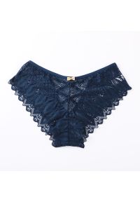 Intica - Majtki koronkowe ze strapsami eleganckie Herlaug. Kolor: niebieski. Materiał: koronka. Wzór: koronka #1