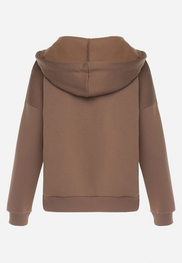 Born2be - Brązowa Bluza z Kapturem i Ozdobnymi Sznurkami Cebele. Typ kołnierza: kaptur. Kolor: brązowy. Materiał: bawełna, tkanina. Wzór: kolorowy, aplikacja