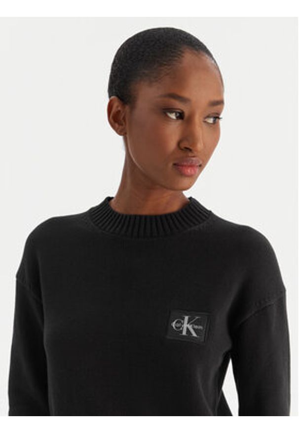 Calvin Klein Jeans Sweter Ck Embro Badge LV047D351G Czarny Regular Fit. Kolor: czarny. Materiał: bawełna