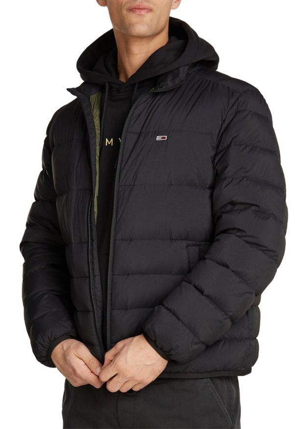 Tommy Jeans - TOMMY JEANS Czarna męska kurtka bez kaptura, Rozmiar M. Typ kołnierza: bez kaptura. Kolor: czarny