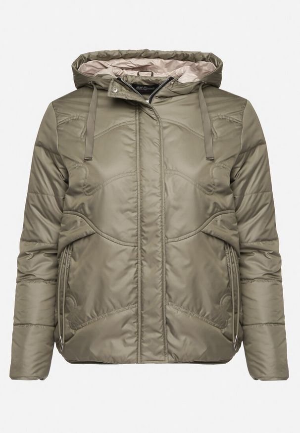 Born2be - Zielona Kurtka Pikowana z Kapturem Karbia. Okazja: na co dzień. Typ kołnierza: kaptur. Kolekcja: plus size. Kolor: zielony. Styl: casual, elegancki