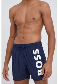 BOSS szorty kąpielowe 50469602 kolor granatowy. Kolor: niebieski. Wzór: nadruk #4
