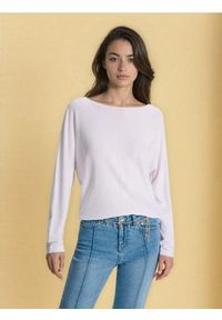 Sinsay - Sweter basic z ozdobnym przeszyciem z wiskozą - biały. Kolor: biały. Materiał: wiskoza #1