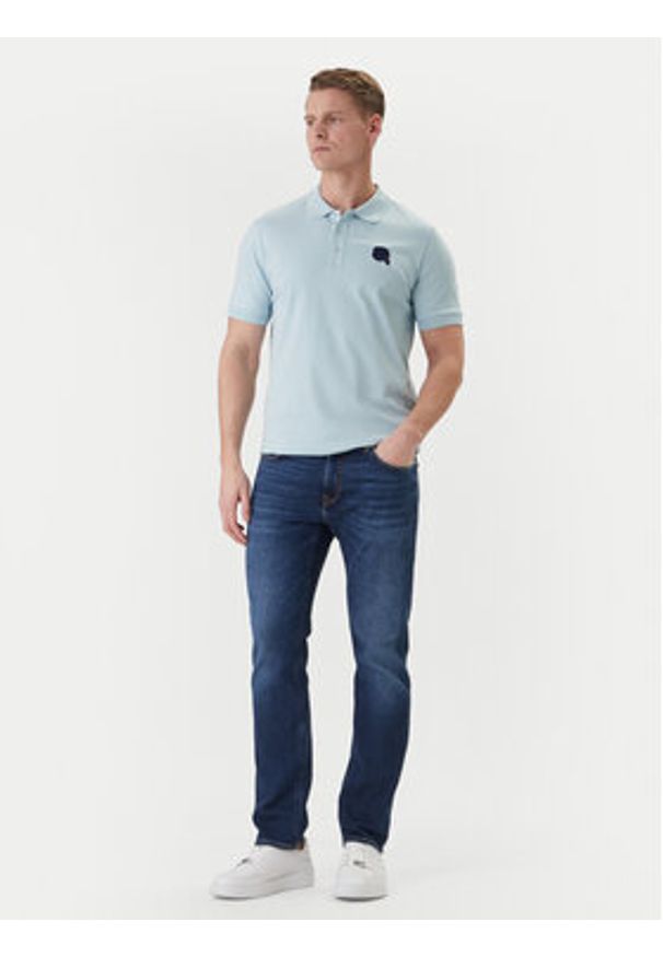 Karl Lagerfeld - KARL LAGERFELD Polo 745015 562231 Błękitny Regular Fit. Typ kołnierza: polo. Kolor: niebieski. Materiał: bawełna