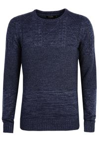 TOP SECRET - Sweter z przeplotami strukturalny. Okazja: na co dzień. Kolor: niebieski. Materiał: dzianina. Wzór: melanż. Styl: casual #4