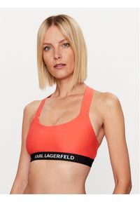 Karl Lagerfeld - KARL LAGERFELD Góra od bikini Logo 230W2213 Pomarańczowy. Kolor: pomarańczowy. Materiał: syntetyk