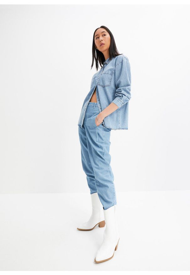 bonprix - Koszula dżinsowa, oversized. Kolor: niebieski
