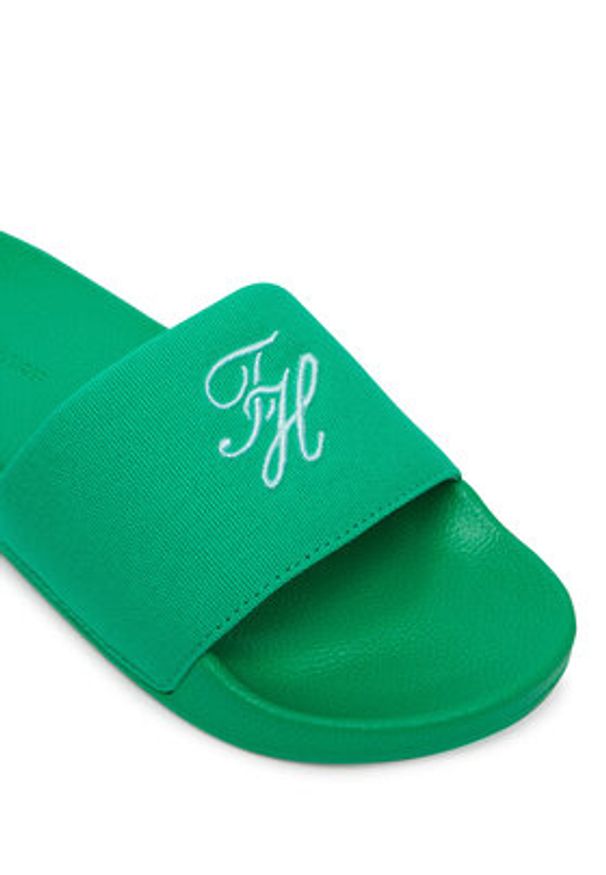 TOMMY HILFIGER - Tommy Hilfiger Klapki Th Script Pool Slide FW0FW09286 Zielony. Kolor: zielony. Materiał: materiał