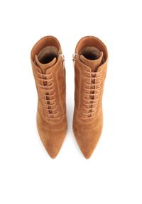 Kazar - Wysokie zamszowe botki w rudym kolorze. Zapięcie: sznurówki. Kolor: brązowy. Materiał: zamsz. Szerokość cholewki: normalna #3