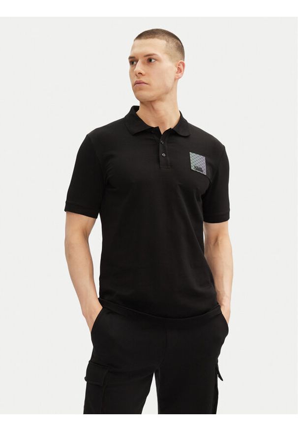 Karl Lagerfeld - KARL LAGERFELD Polo 745402 552235 Czarny Regular Fit. Typ kołnierza: polo. Kolor: czarny. Materiał: bawełna