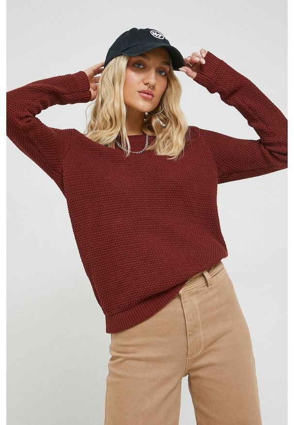 Vila sweter bawełniany damski kolor brązowy lekki. Okazja: na co dzień. Kolor: brązowy. Materiał: bawełna. Długość rękawa: długi rękaw. Długość: długie. Styl: casual