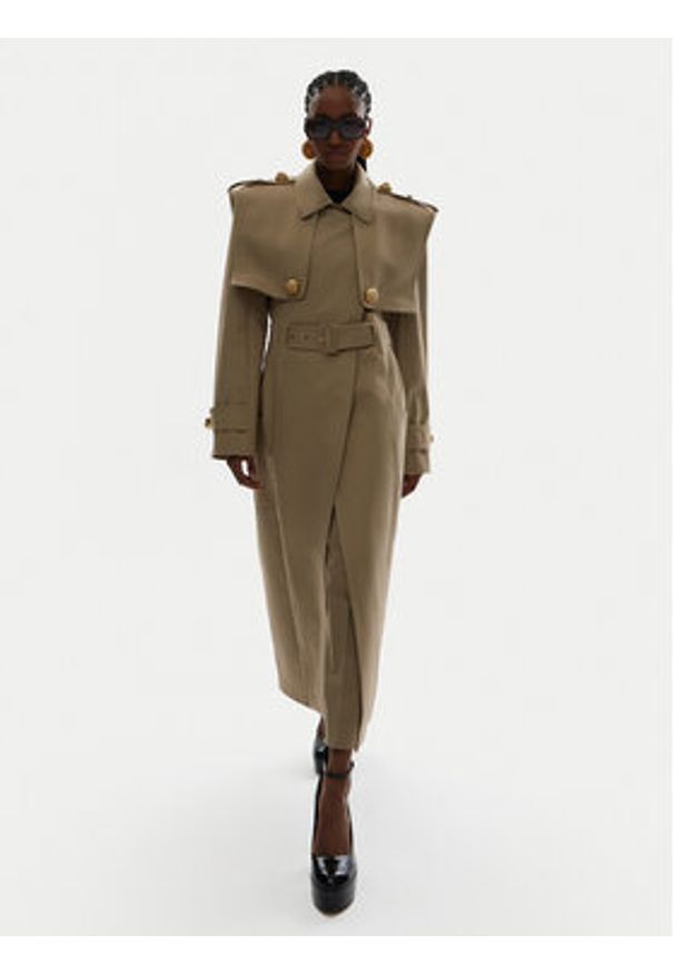 Balmain Trencz DF0TL155CF48 Beżowy Regular Fit. Kolor: beżowy. Materiał: bawełna