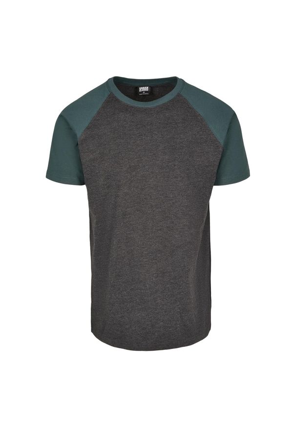Urban Classics - T-shirt Męski Kontrastowa Raglanowa. Kolor: szary, zielony, brązowy, wielokolorowy. Długość rękawa: raglanowy rękaw. Sport: turystyka piesza