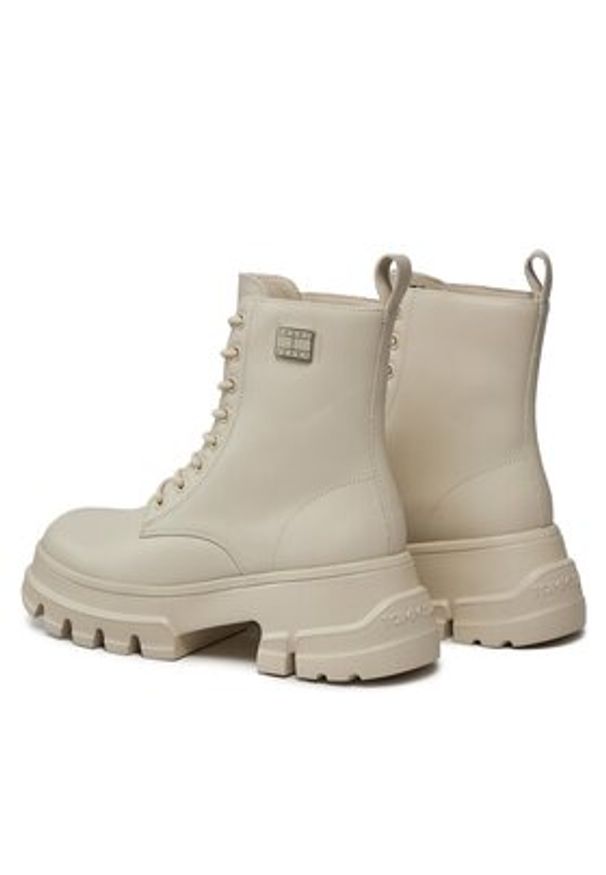 Tommy Jeans Trapery Tjw Chunky Leather Boot EN0EN02503 Beżowy. Kolor: beżowy. Materiał: skóra
