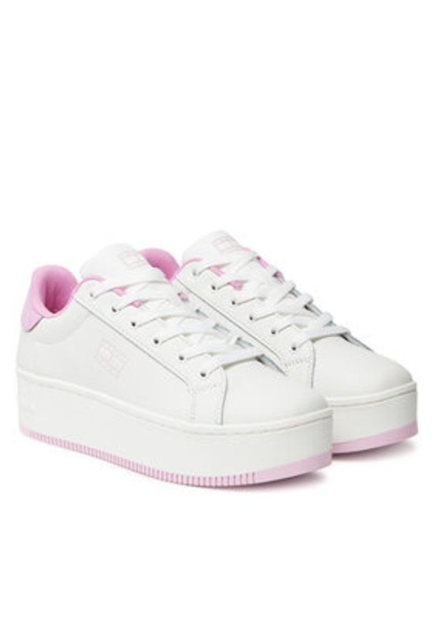Tommy Jeans Sneakersy Tjw Flatform Patent Sneaker EN0EN02864 Écru. Materiał: skóra